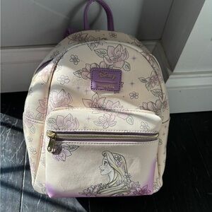 Loungefly Cream and Lavender Disney Princess Rapunzel Floral Backpack